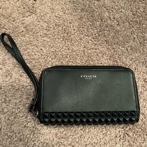 Studded coach wristlet wallet will hold phone